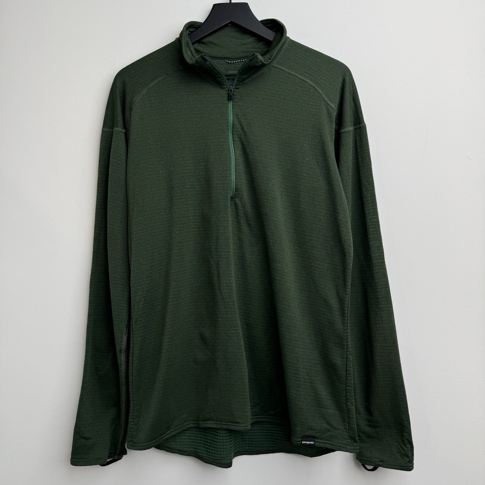 Patagonia Capilene 4 Sweater Mens XL Green 1/4 Zip Pullover Thermal Grid Layer